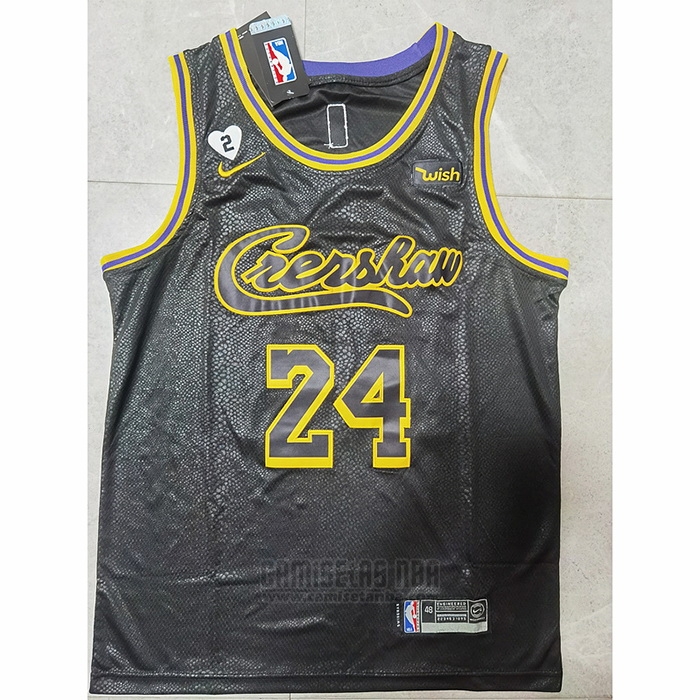 Camiseta Los Angeles Lakers Kobe Bryant #24 Crenshaw Black Mamba Negro